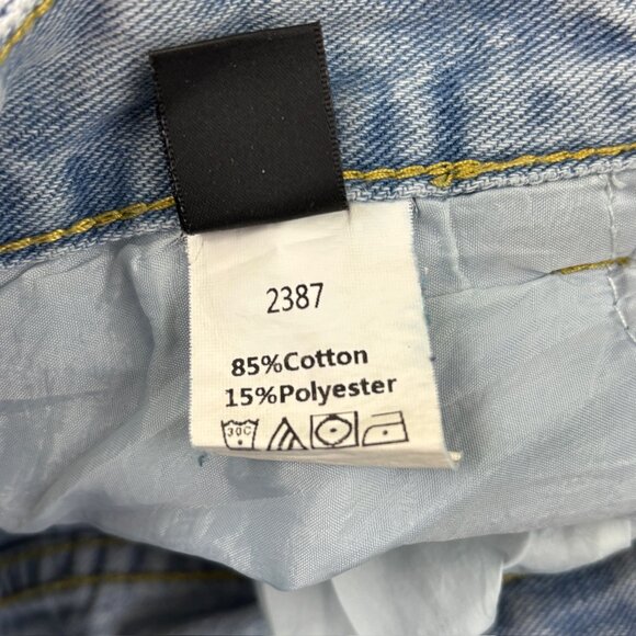 Shein Distressed Straight Smilie Faces Women's size XS Medium Blue Denim jeans - Picture 3 of 4